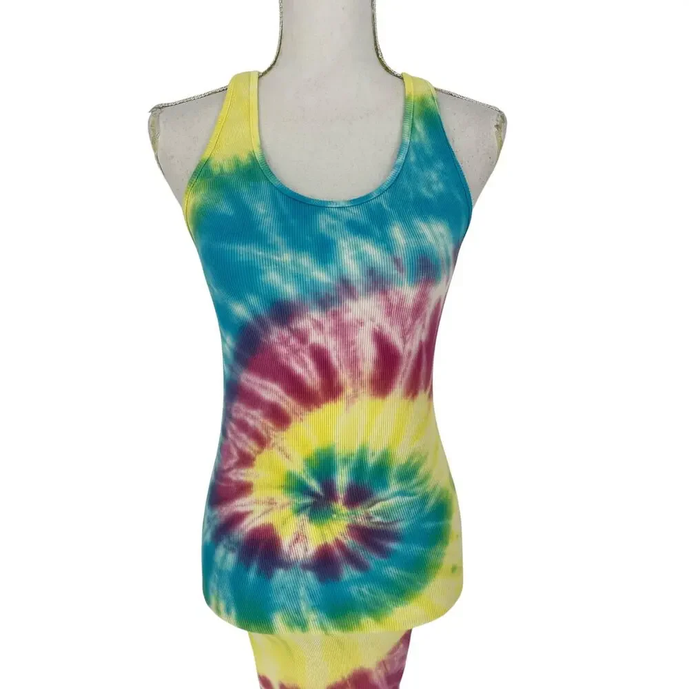 NSF Coqui Slim Racerback Tie Dye Ribbed Tank Dress Petite